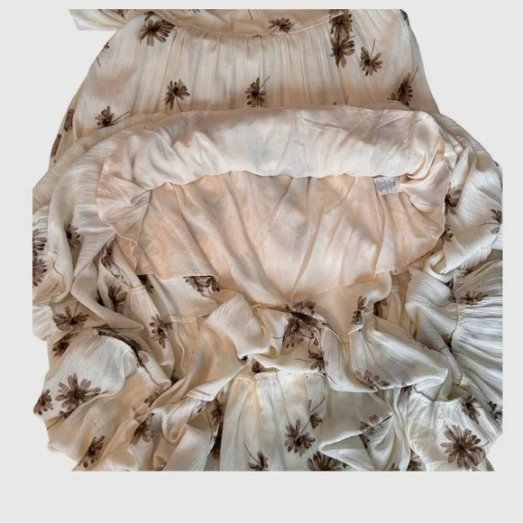 VICI Cream & Brown Floral Maxi Dress, Back Tie Closure, Size X-Large - Picture 5 of 11